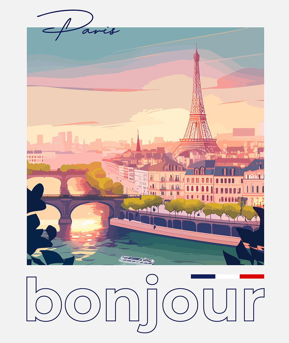 bonjour paris vibrant vector