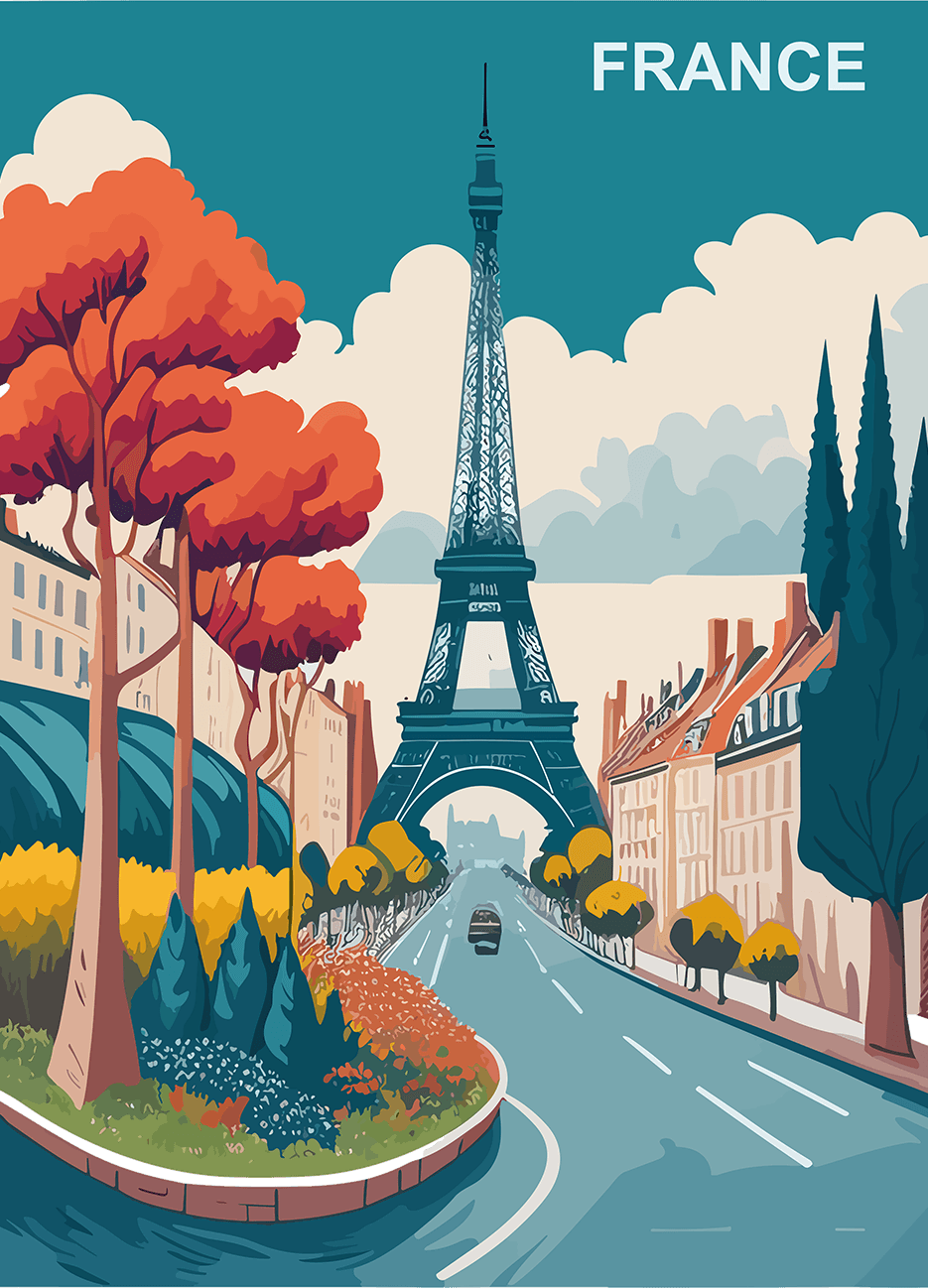 beautiful painting of paris city