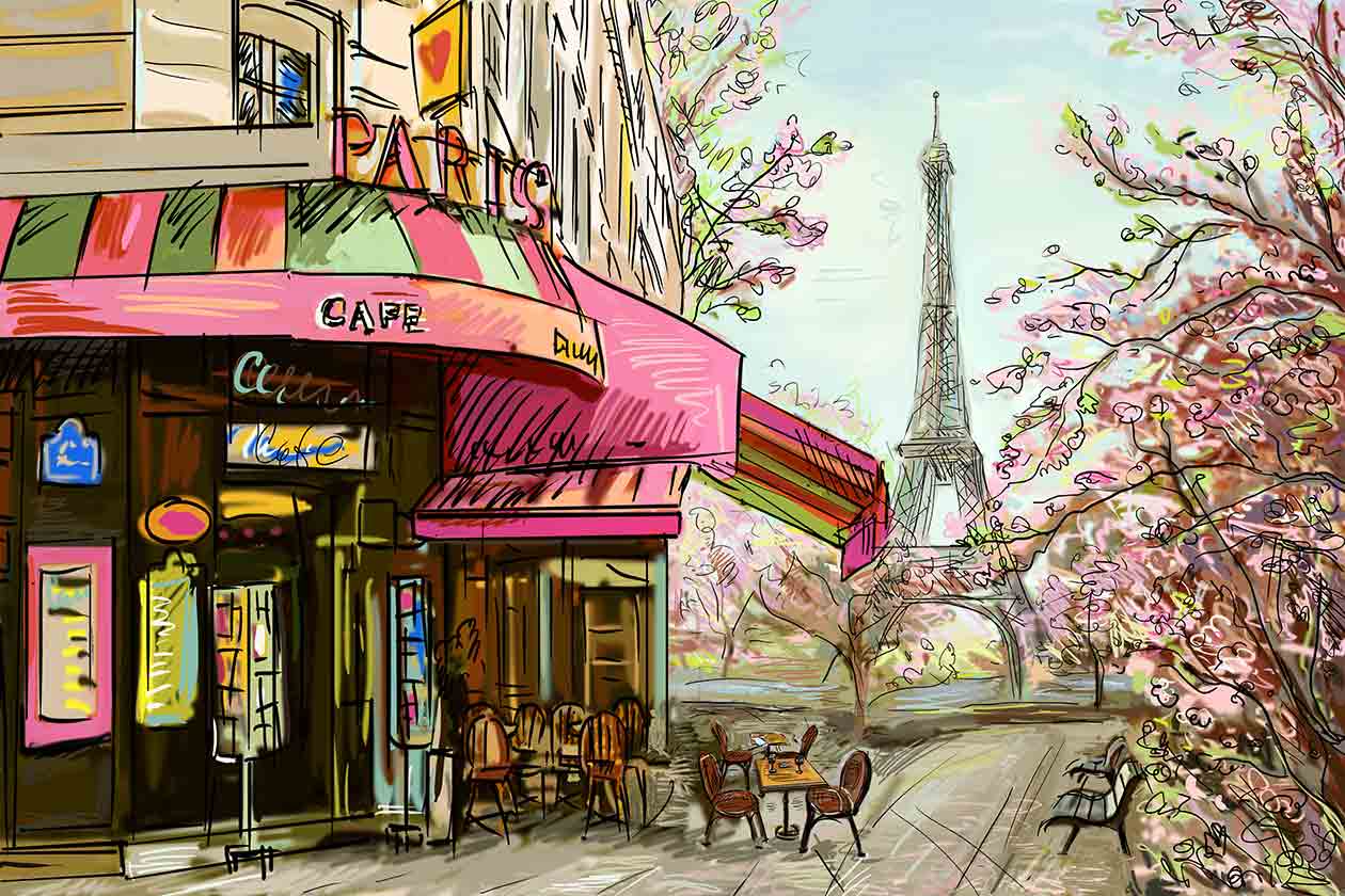 beautiful painting of paris city