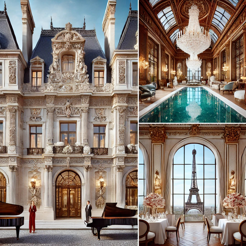 France's most expensive hotels, featuring a grand Parisian facade with intricate architecture